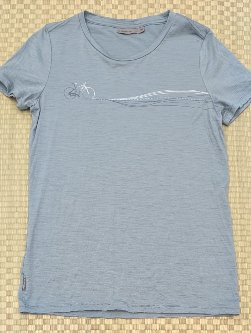Icebreaker Tech Lite SS Low Crew Cadence Paths Shirt Blue Women's Size Medium